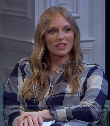 Abigail's blue check shirtdress on Days of our Lives