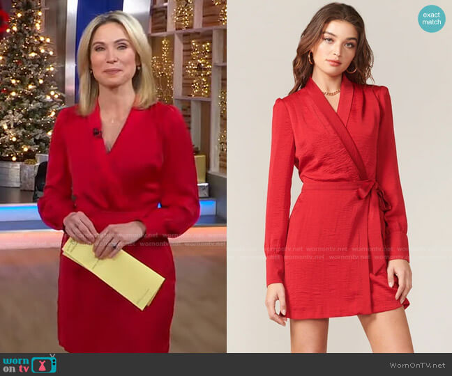 WornOnTV: Amy’s red wrap mini dress on Good Morning America | Amy ...