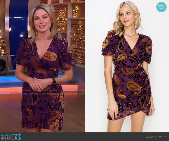 Goya Velvet Burnout Dress by Adelyn Rae worn by Amy Robach on Good Morning America