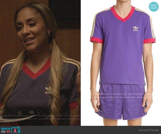 Originals x Wales Bonner '70s V-Neck T-Shirt by Adidas worn by Tiffany DuBois (Amanda Seales) on Insecure