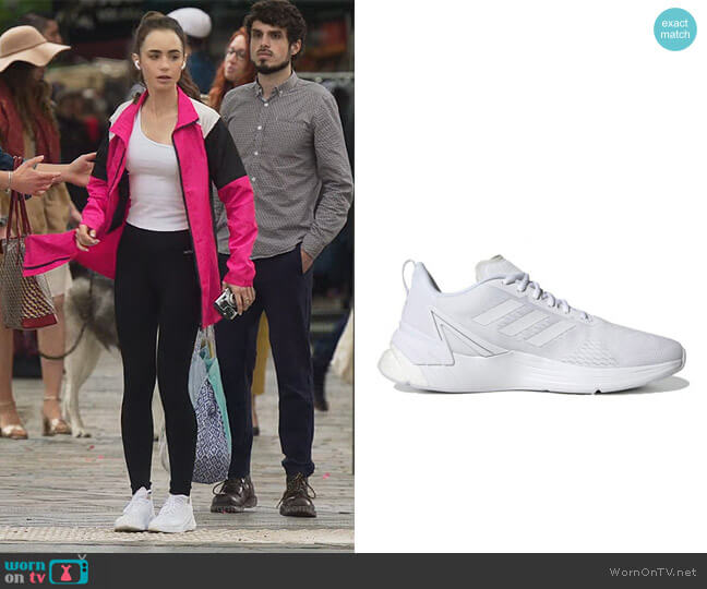 Response Super Running Shoes by Adidas worn by Emily Cooper (Lily Collins) on Emily in Paris