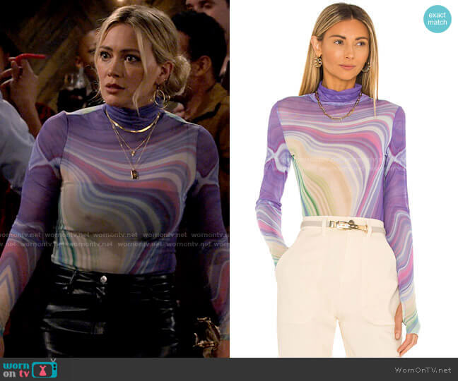 AFRM Zadie Top in Abstract Wave worn by Sophie (Hilary Duff) on How I Met Your Father