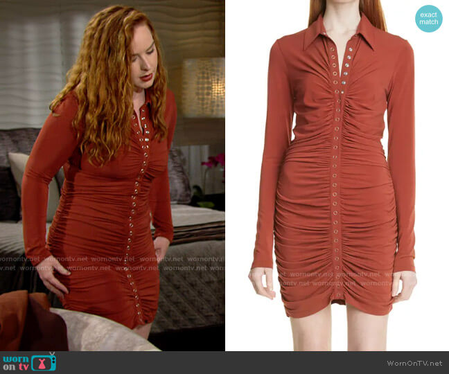 ALC Larsen Dress in Brandy Brown worn by Mariah Copeland (Camryn Grimes) on The Young and the Restless