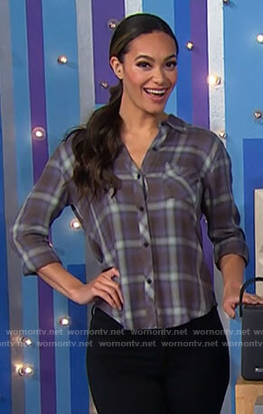 Alexis's grey plaid shirt on The Price is Right