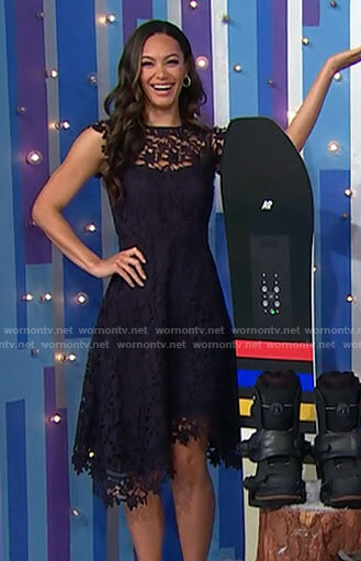 Alexis’s navy lace dress on The Price is Right