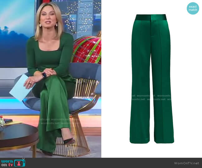 Dylan High-Waist Pintuck Trousers by Alice + Olivia worn by Amy Robach  on Good Morning America