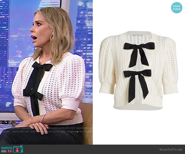 Kitty Puff-Sleeve Cardigan by Alice + Olivia worn by Cheryl Hines on Today