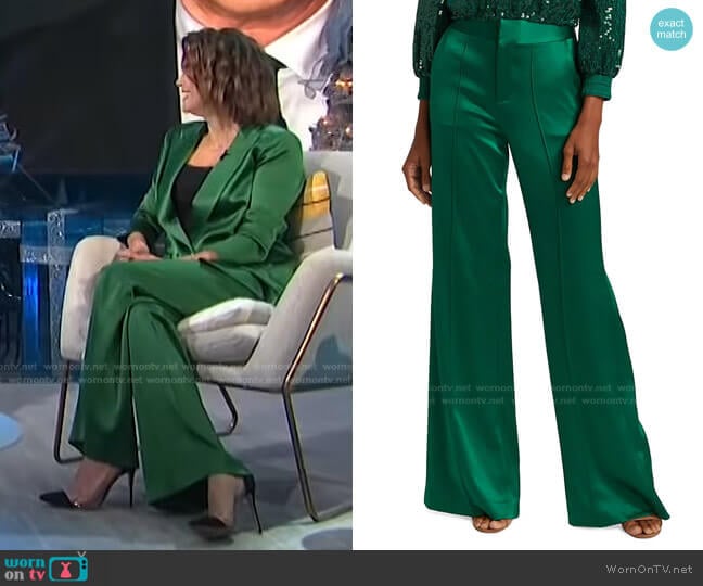 Dylan High-Waist Pintuck Trousers by Alice + Olivia worn by Teri Hatcher on E! News Daily Pop