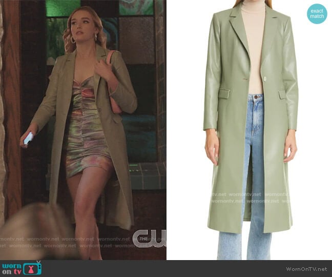 Macey Faux Leather Extra Long Blazer by Alice + Olivia worn by Kirby Anders (Maddison Brown) on Dynasty