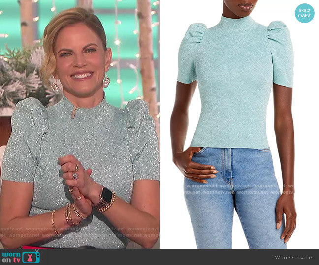 Issa Turtleneck Puff Sleeve Top worn by Natalie Morales  on The Talk