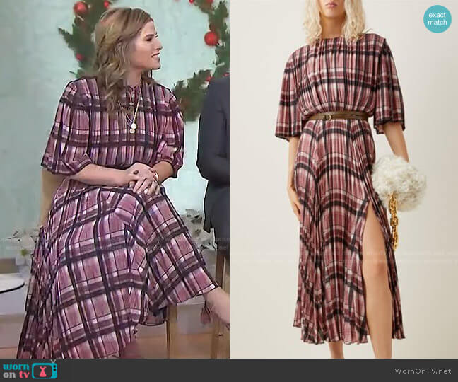 Constance Plaid Plisse Midi Dress by Altuzarra worn by Jenna Bush Hager  on Today