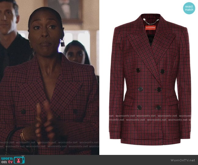 Ria Checked Stretch-wool Blazer by Altuzarra worn by Issa Dee (Issa Rae) on Insecure