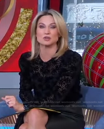 Amy's black velvet burnout top on Good Morning America