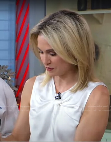 Amy’s white twisted sleeveless top on Good Morning America