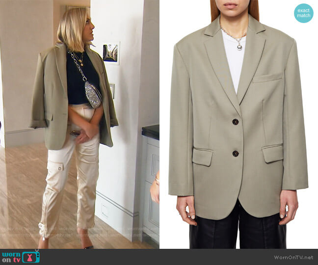 Quinn Oversized Wool Blazer by Anine Bing worn by Gina Kirschenheiter  on The Real Housewives of Orange County