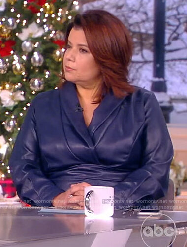 Ana’s blue leather wrap dress on The View