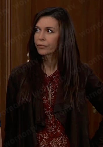 Anna's red paisley print blouse on General Hospital