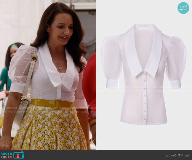 Anne Fontaine Candide Top worn by Charlotte York (Kristin Davis) on And Just Like That