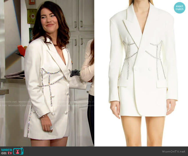 Area Crystal Corset Double Breasted Long Sleeve Dress worn by Steffy Forrester (Jacqueline MacInnes Wood) on The Bold & the Beautiful