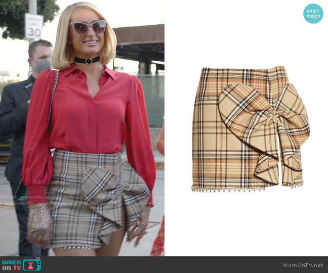 Heart Bow Plaid Miniskirt by Area worn by Paris Hilton  on Paris in Love