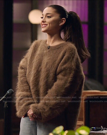 Ariana's brown oversized mohair sweater on The Voice