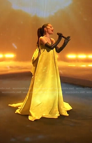 Ariana’s yellow bow gown on The Voice