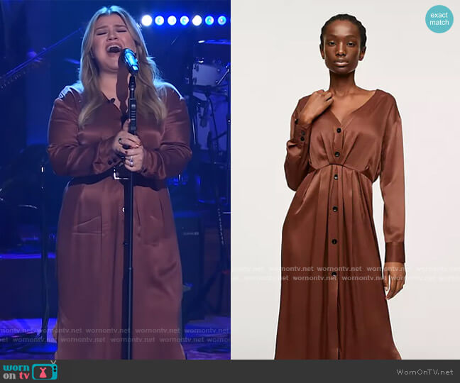 Satin Midi Dress by Mango worn by Kelly Clarkson  on The Kelly Clarkson Show