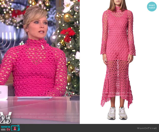 High Neck Long Sleeve Crochet Dress by Ayni worn by Sara Haines  on The View