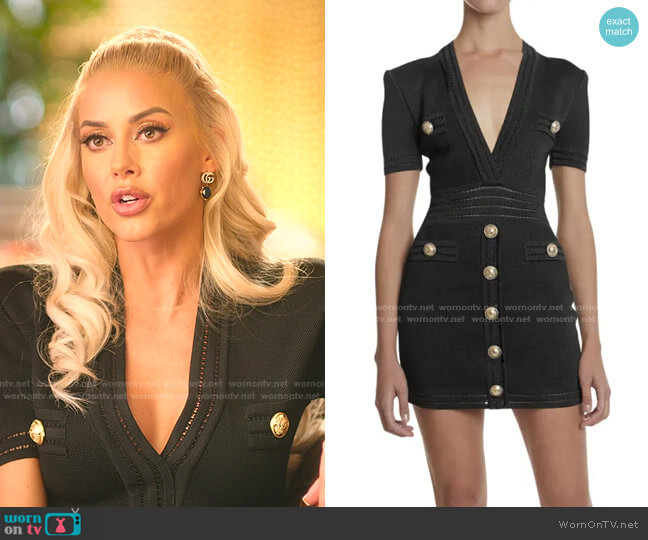 Deep-V Short-Sleeve Bodycon Dress by Balmain worn by Heather Rae Young  on Selling Sunset