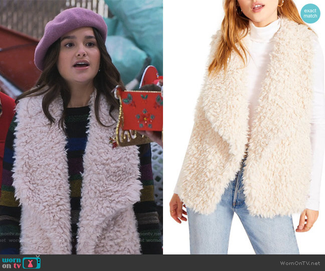 Teddy for It Wubby Vest by BB Dakota by Steve Madden worn by Lex (Jules LeBlanc) on Side Hustle