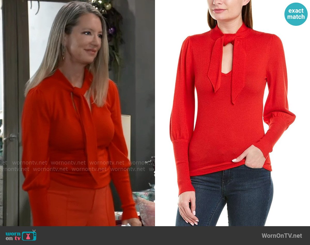 Bow Sweater by BCBGMAXAZRIA worn by Nina Reeves (Cynthia Watros) on General Hospital