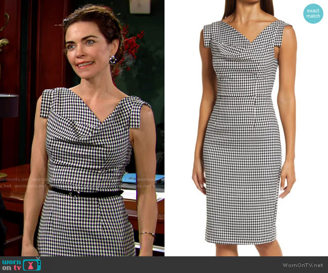 Black Halo Classic Chic Jackie Dress worn by Victoria Newman (Amelia Heinle) on The Young & the Restless