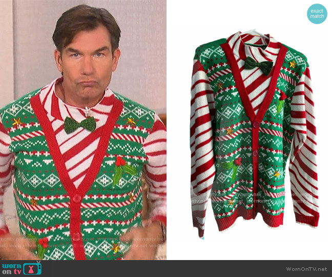 Candycane stripe Christmas Sweater by Blizzard Bay worn by Jerry O'Connell  on The Talk