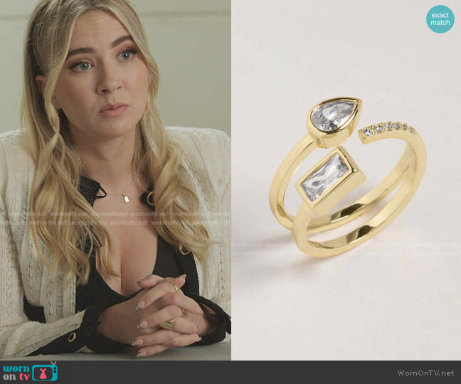 Ambroise Floating Crystal Ring by Bonheur Jewelry worn by Amanda Carrington (Eliza Bennett) on Dynasty