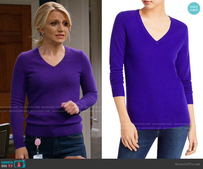 C by Bloomingdales V-Neck Cashmere Sweater worn by Gina Dabrowski (Annaleigh Ashford) on B Positive