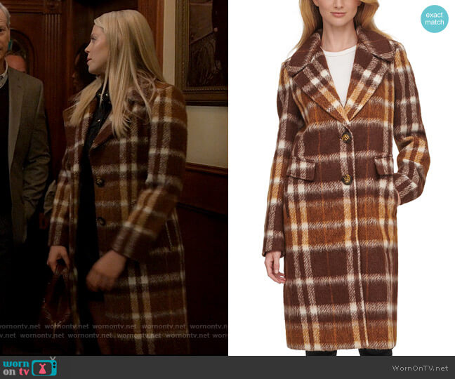 Calvin Klein Plaid Single-Breasted Walker Coat worn by Leighton Murray (Reneé Rapp) on The Sex Lives of College Girls