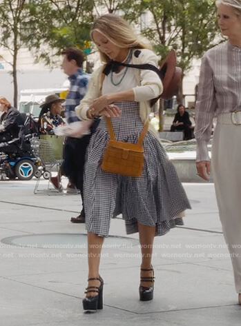Carrie’s gingham check skirt on And Just Like That