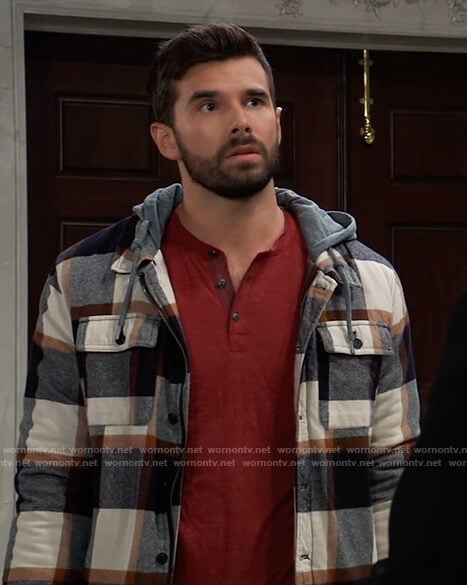 Chase’s plaid hooded jacket on General Hospital