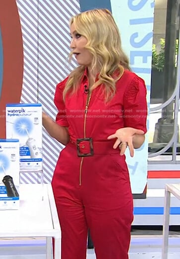 WornOnTV: Chassie’s red belted jumpsuit on Today | Chassie Post ...