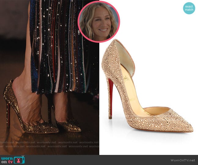 Iriza Strass Crystal Pumps by Christian Louboutin worn by Carrie Bradshaw (Sarah Jessica Parker) on And Just Like That