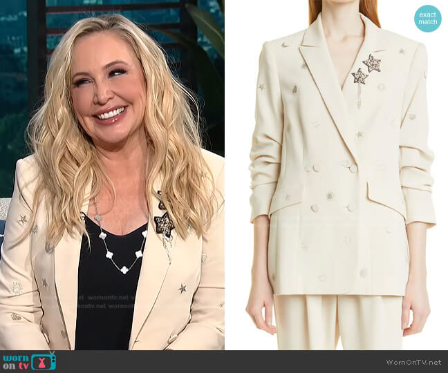 Lila Hearts & Stars Blazer by Cinq a Sept worn by Shannon Storms Beador on E! News Daily Pop