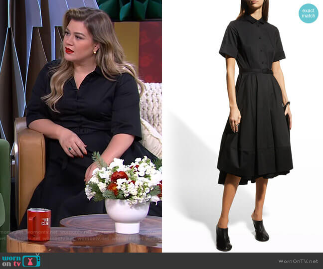 Poplin Flared Short-Sleeve Shirtdress by Co worn by Kelly Clarkson on The Kelly Clarkson Show