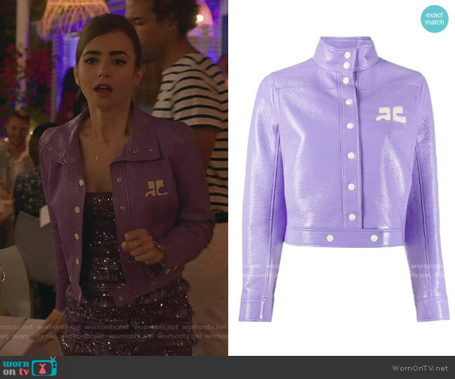 Logo Chest Jacket by Courreges worn by Emily Cooper (Lily Collins) on Emily in Paris
