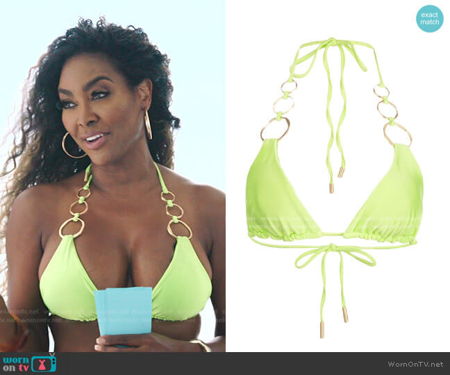 Zoey Bikini Top In Green by Cult Gaia worn by Kenya Moore  on The Real Housewives Ultimate Girls Trip