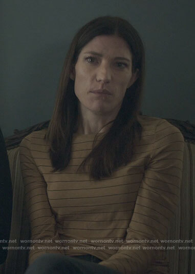 Debra's camel striped long sleeve tee on Dexter New Blood