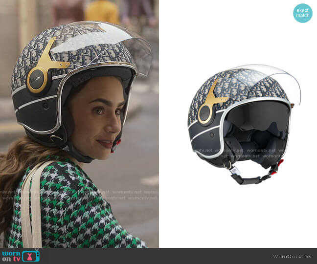 Limited Edition Vespa Helmet by Dior worn by Emily Cooper (Lily Collins) on Emily in Paris