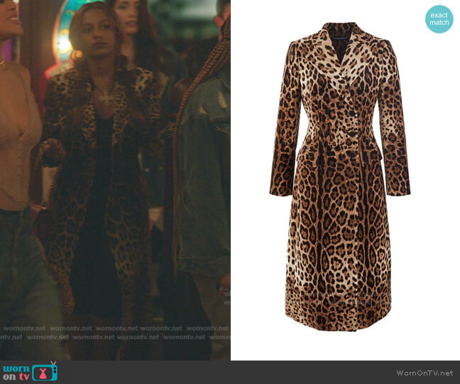 Leopard Coat by Dolce & Gabbana worn by Monet de Haan (Savannah Lee Smith) on Gossip Girl