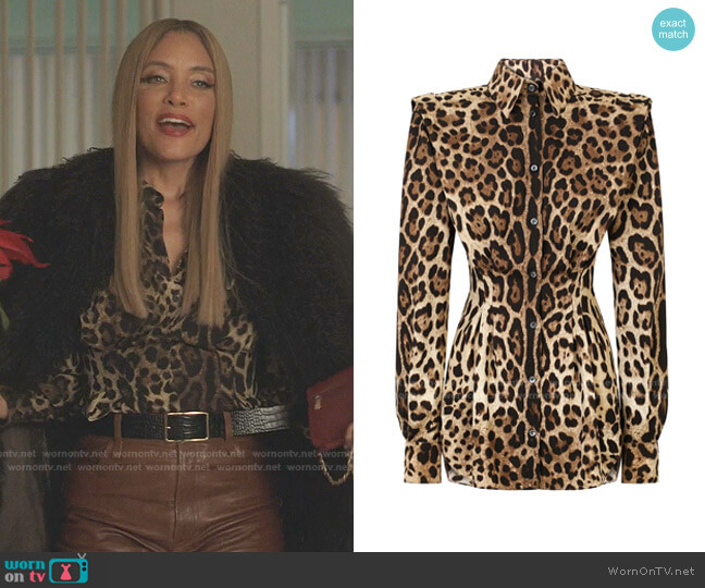 Leopard-Print Structured Shirt by Dolce & Gabbana worn by Dominique Deveraux (Michael Michele) on Dynasty