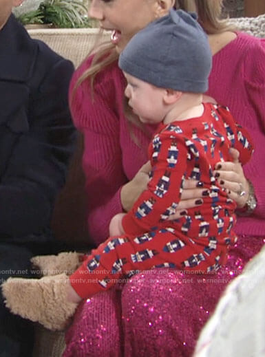 Dominic’s Christmas nutcracker pajamas on The Young and the Restless
