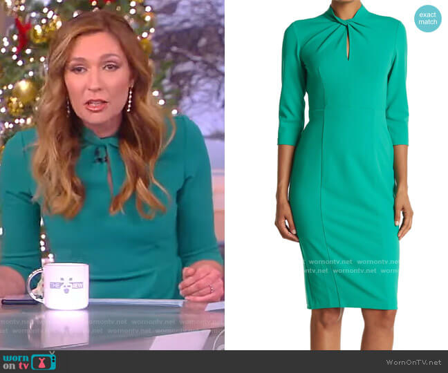 Twisted Neck 3/4 Sleeve Sheath Dress by Donna Morgan worn by Amanda Carpenter on The View